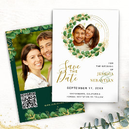 Hinzufügen von QR-Code Foto White Emerald & Gold E Save The Date