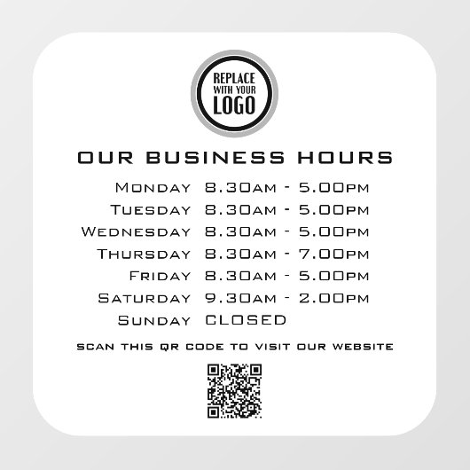 Hinzufügen von QR-Code-Geschäftsöffnungszeiten für Fensteraufkleber (Blatt)