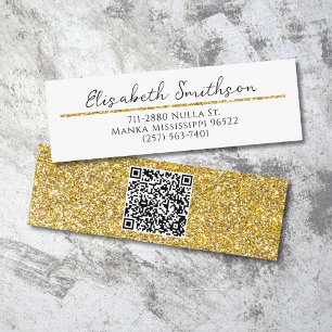 Hinzufügen von QR Code Gold Glitzer Moderner Luxus Mini Visitenkarte