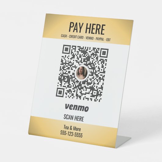 Hinzufügen von QR-Code Venmo Small Business Sockelschild (Vorderseite)
