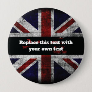 Hinzufügen von Text auf englischer Flagge Throw-Ki Button