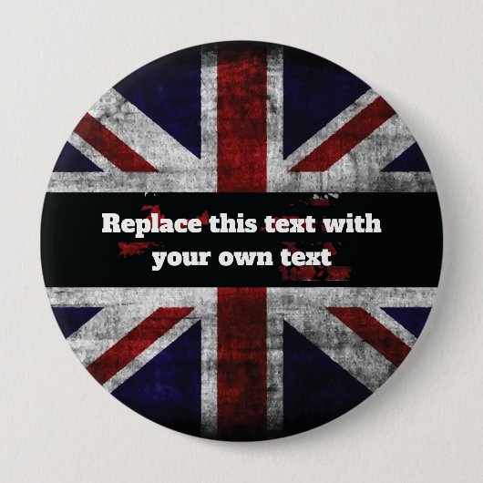 Hinzufügen von Text auf englischer Flagge Throw-Ki Button (Vorderseite)