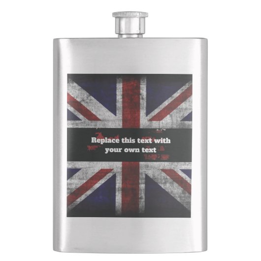 Hinzufügen von Text auf englischer Flagge Throw-Ki Flachmann (Vorderseite)