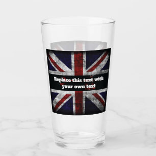 Hinzufügen von Text auf englischer Flagge Throw-Ki Glas