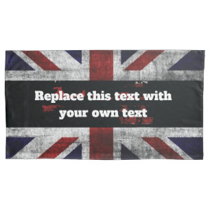 Hinzufügen von Text auf englischer Flagge Throw-Ki Kissenbezug