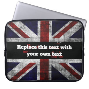Hinzufügen von Text auf englischer Flagge Throw-Ki Laptopschutzhülle