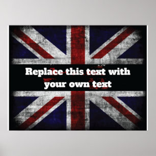 Hinzufügen von Text auf englischer Flagge Throw-Ki Poster