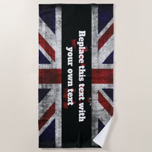 Hinzufügen von Text auf englischer Flagge Throw-Ki Strandtuch