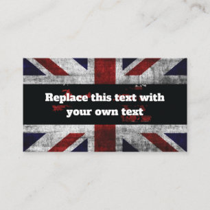 Hinzufügen von Text auf englischer Flagge Throw-Ki Visitenkarte