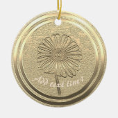 Hinzufügen von Text Gold Daisy Keramik Ornament (Vorne)