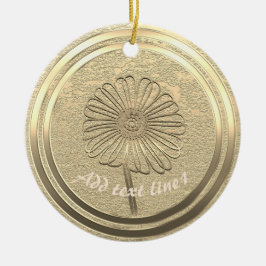 Hinzufügen von Text Gold Daisy Keramik Ornament