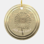 Hinzufügen von Text Gold Daisy Keramik Ornament (Hinten)