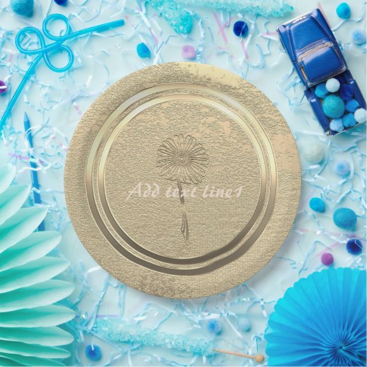 Hinzufügen von Text Gold Daisy Pappteller (Party)