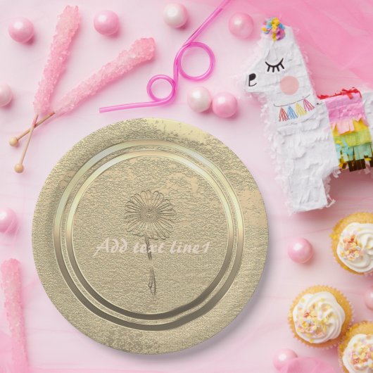 Hinzufügen von Text Gold Daisy Pappteller (Party)