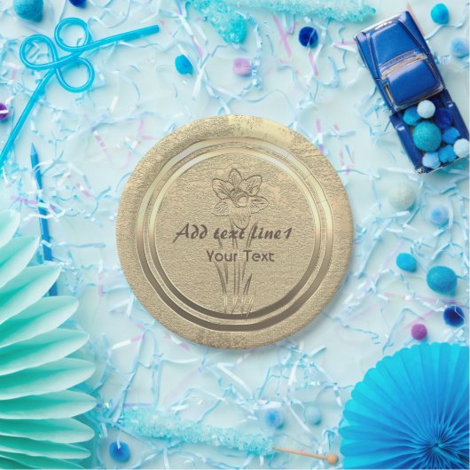 Hinzufügen von Text-Gold-Dokumentenpapier-Tellern Pappteller (Party)