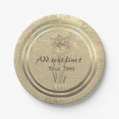 Hinzufügen von Text-Gold-Dokumentenpapier-Tellern Pappteller (Vorderseite)