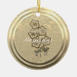 Hinzufügen von Text Gold Larkspur Delphinium Keramik Ornament