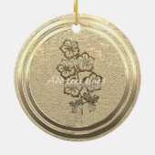 Hinzufügen von Text Gold Larkspur Delphinium Keramik Ornament (Hinten)