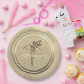 Hinzufügen von Text-Gold-Lilie zu den Tellern für Pappteller (Party)