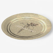 Hinzufügen von Text-Gold-Lilie zu den Tellern für Pappteller (Schrägansicht)