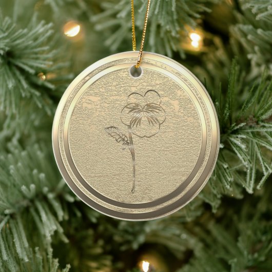 Hinzufügen von Text Gold Pansy Viola Keramik Ornam Ornament (Baum)