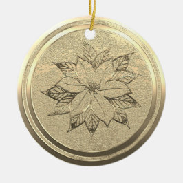Hinzufügen von Text Gold Poinsettia Dezember Keram Keramik Ornament