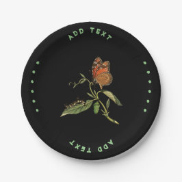 Hinzufügen von Text-Schmetterlingsbild-gedruckter  Pappteller