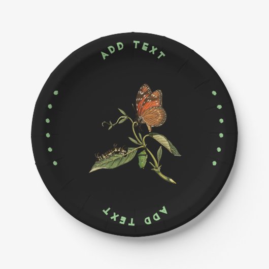 Hinzufügen von Text-Schmetterlingsbild-gedruckter  Pappteller (Vorderseite)