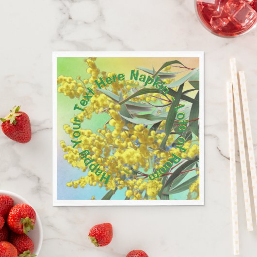 Hinzufügen von Text Wattle & Gum Blätter Aussie Lu Serviette (Beispiel)