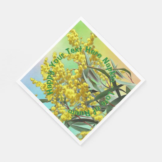 Hinzufügen von Text Wattle & Gum Blätter Aussie Lu Serviette (Ecke)