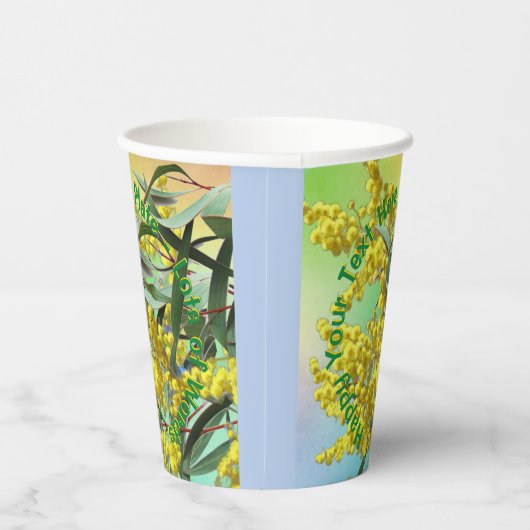 Hinzufügen von Text-Wattle & Gum-Blätter Aussie Pappbecher (Rechts)