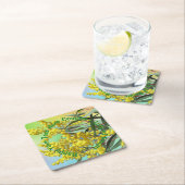 Hinzufügen von Text-Wattle & Gum-Blätter Aussie Rechteckiger Pappuntersetzer (Vor Ort)