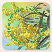 Hinzufügen von Text-Wattle & Gum-Blätter Aussie Rechteckiger Pappuntersetzer (Vorderseite)