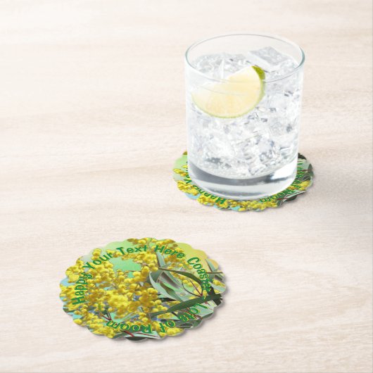 Hinzufügen von Text Wattle & Gum Blätter Aussie Sc Untersetzer (Vor Ort)