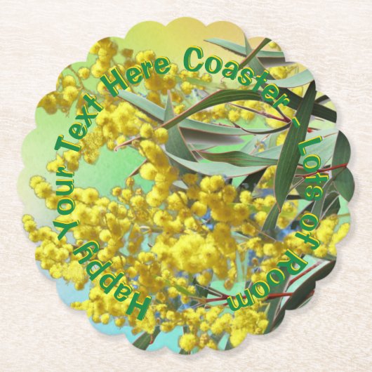 Hinzufügen von Text Wattle & Gum Blätter Aussie Sc Untersetzer (Vorderseite)