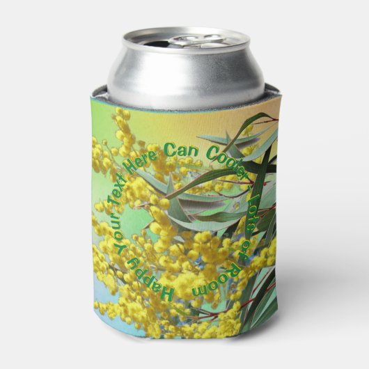 Hinzufügen von Text Wattle & Gum Blätter Aussie St Dosenkühler (Kanne Vorderseite)