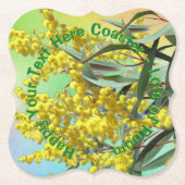 Hinzufügen von Text-Wattle & Gum-Blätter Aussie Untersetzer (Vorderseite)