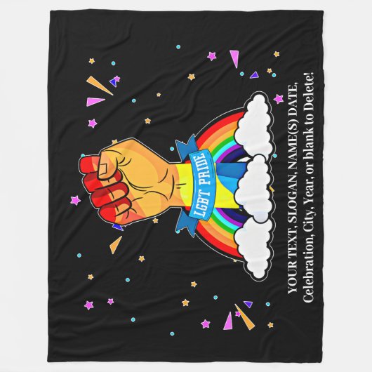 Hinzufügen von Texten, Gay Pride-Regenbogenwolken Fleecedecke (Vorderseite)