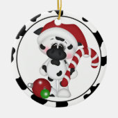 Hinzufügen von Wörtern oder Bildern Kuh Weihnachts Keramikornament (Vorne)