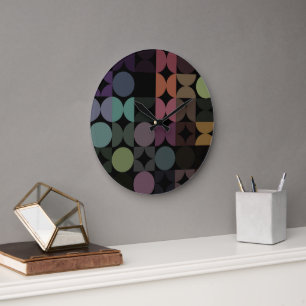 Hip Abstract Halbkreise Fusion Art Muster Große Wanduhr