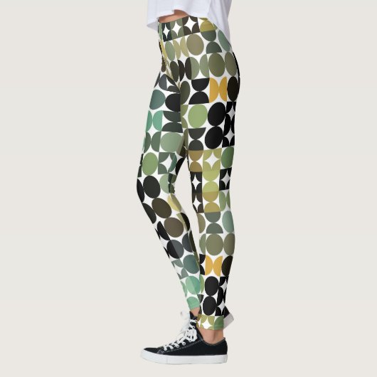 Hip Abstract Half Circles Industrial Fusion Art Leggings (Links)