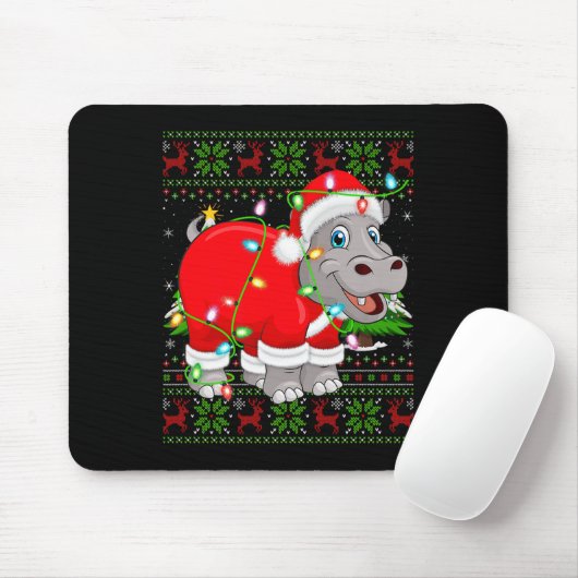 Hip Christmas Lights Santa Hiptamus Ugly Xmas Swea Mousepad (Mit Mouse)