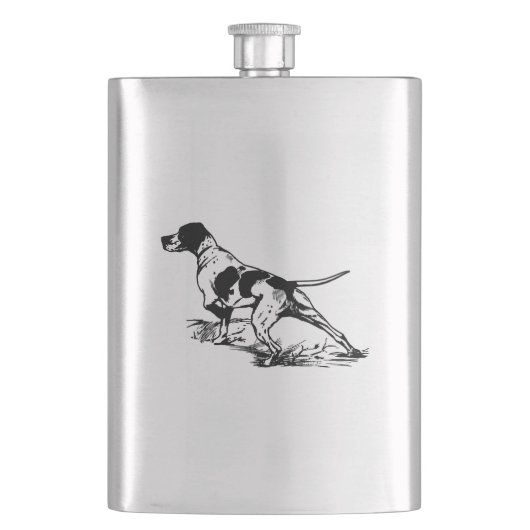 Hip flask hunting dog / Flachmann mit Jagdhund (Vorderseite)