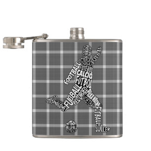 Hip Flask in den Sprachen des Fußballspielers Flachmann