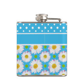 Hip Flask to Personalize: Polkas, Daisies on Blue Flachmann (Rückseite)