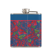 Hip Flask to Personalize: Rote Rosen über Navy Blu Flachmann (Rückseite)