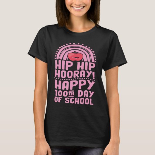 Hip Hip Hooray Happy 100th Day of School Bohemian T-Shirt (Vorderseite)