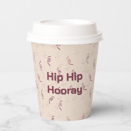 Hip Hip Hooray Ribbon and Confetti Birthday Pappbecher (Vorderseite)