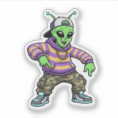 Hip Hop Alien Aufkleber (Vorderseite)