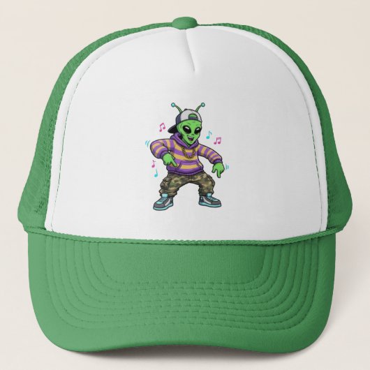 Hip Hop Alien Hat Truckerkappe (Vorderseite)